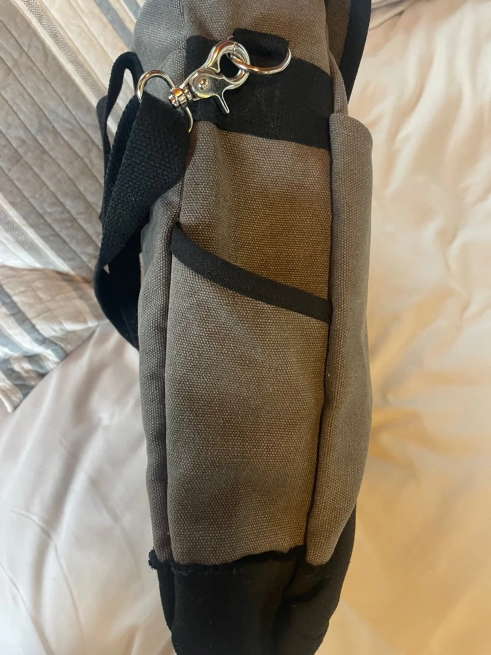 Doterra Gray Canvas Tote with Black Trim and Pink Logo